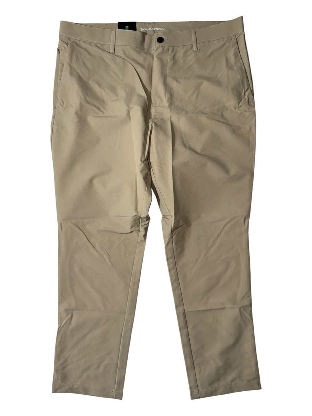 NEW Banana Republic mens 38x29 khaki tan slim fit performance flat front pants